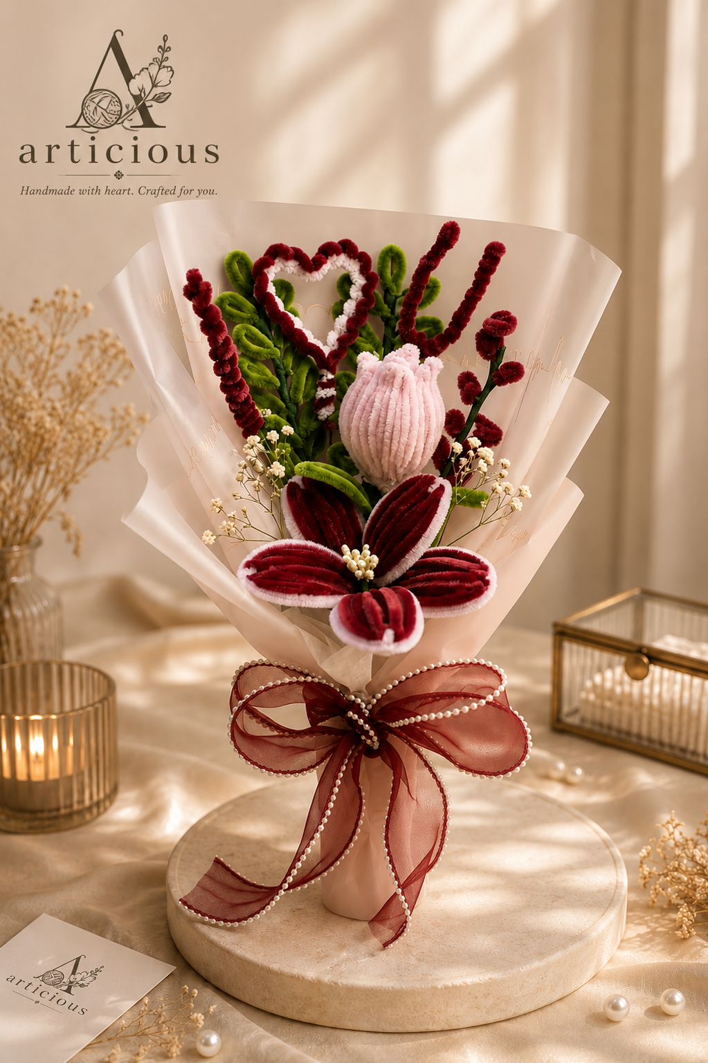 Handmade Pipe Cleaner "I Love You" Bouquet | Forever Flower Bouquet | Romantic Gift | Articious