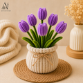 Handmade Pipe Cleaner Purple Tulip Pot | Chenille Flower Pot | Home Decor | Articious