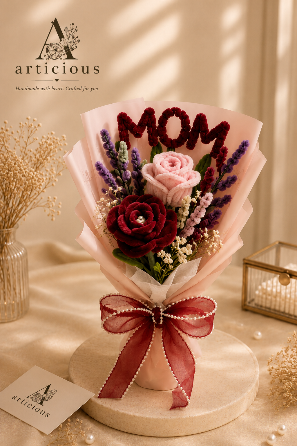Handmade Pipe Cleaner MOM Bouquet | Forever Flower Bouquet | Mother's Day Gift | Articious