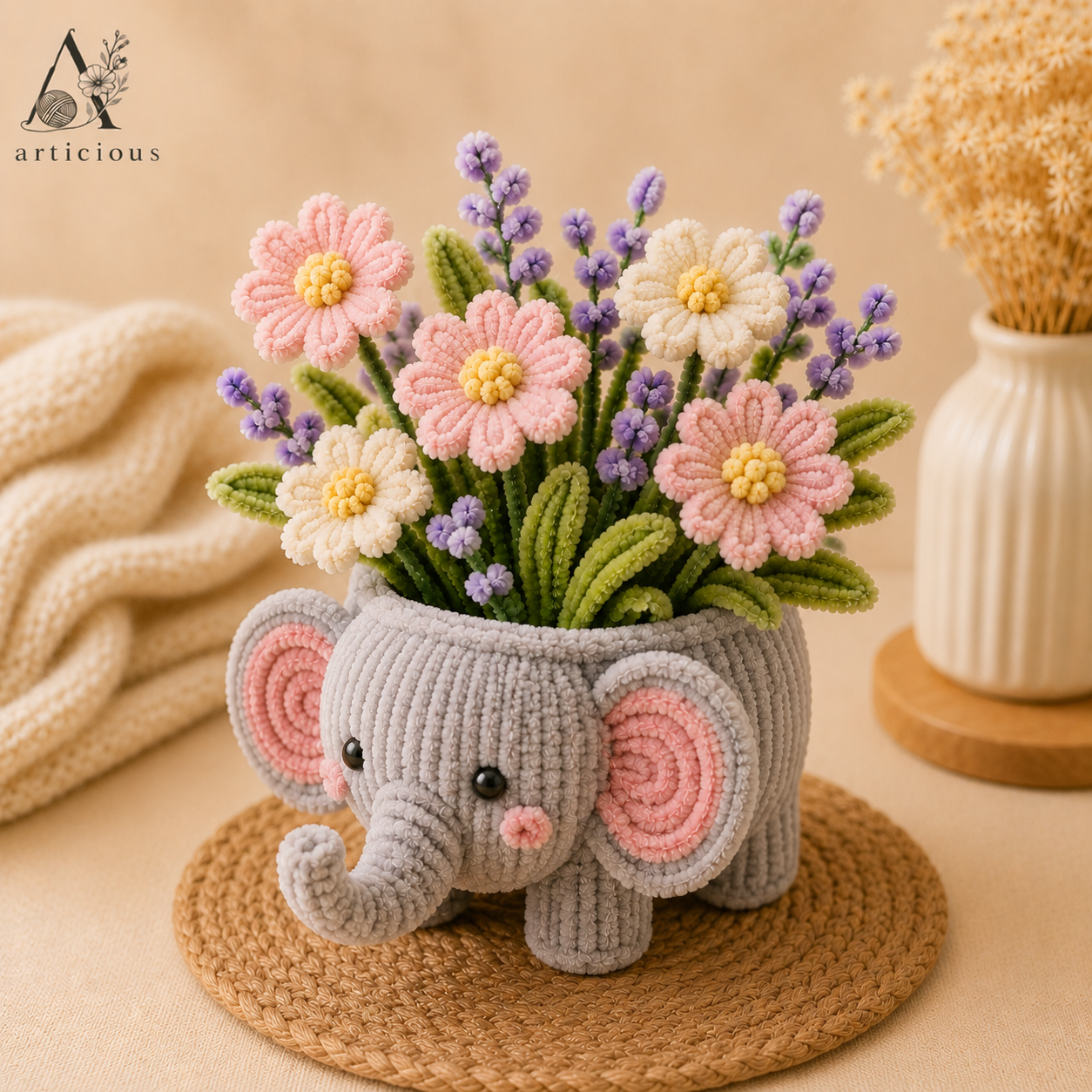 Handmade Pipe Cleaner Flower Pot | Chenille Flower Pot | Handmade Home Decor | Articious