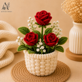 Handmade Pipe Cleaner Red Rose Pot | Chenille Rose Flower Pot | Handmade Home Decor | Articious