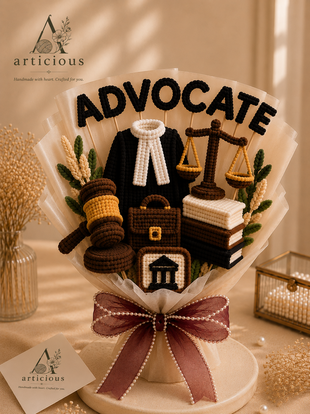 Handmade Pipe Cleaner Advocate Bouquet | Lawyer Gift | Legal Profession Bouquet | Forever Flower Bouquet | Articious