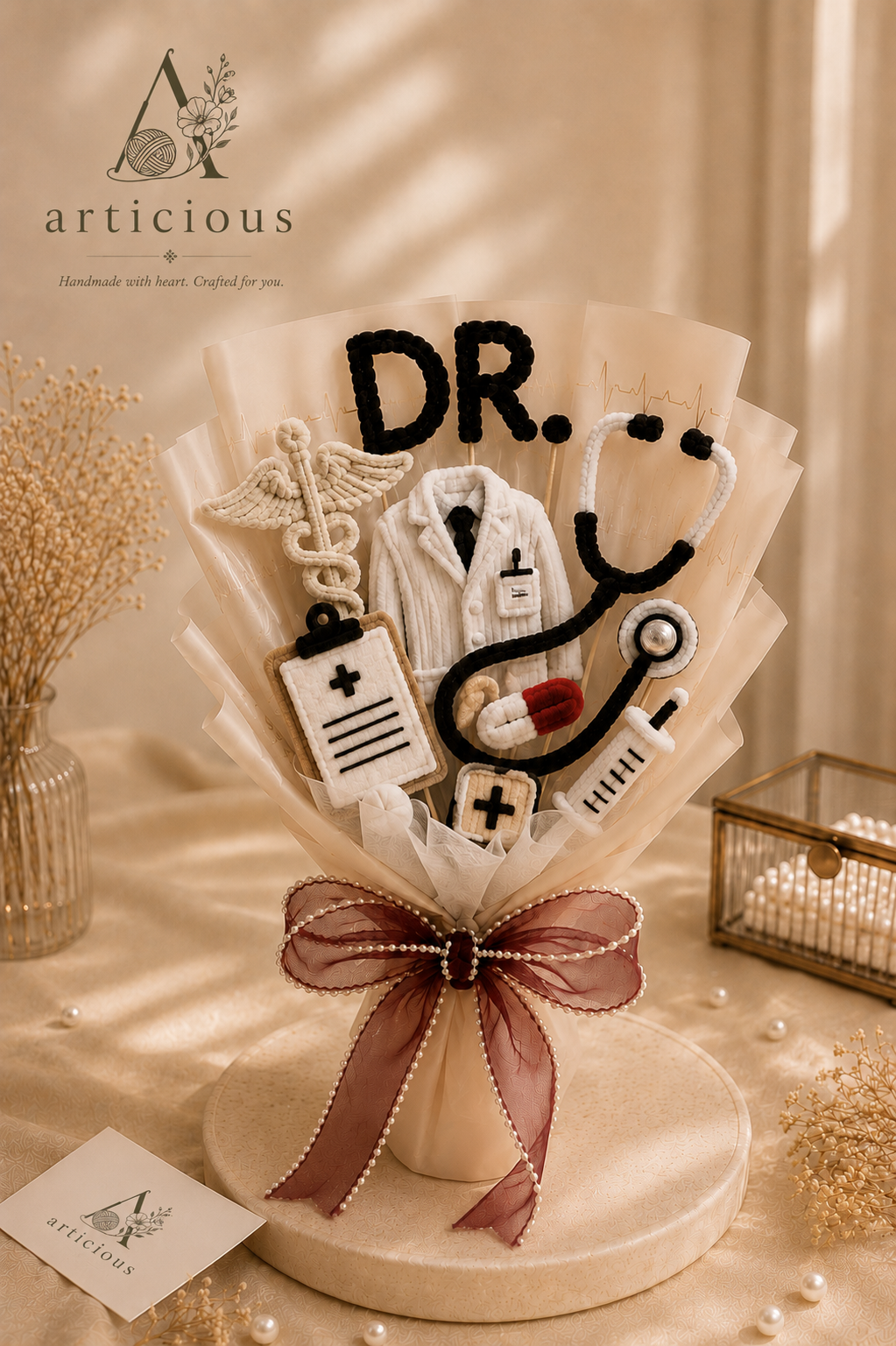 Handmade Pipe Cleaner Doctor Bouquet | Medical Appreciation Gift | Forever Flower Bouquet | Articious