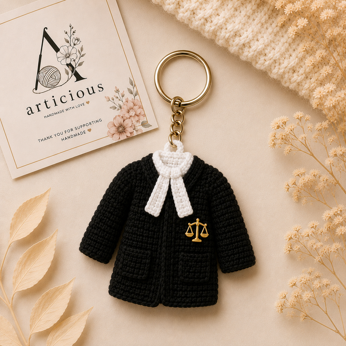 Handmade Crochet Lawyer Keychain | Advocate Gift | Legal Profession Keychain | Articious