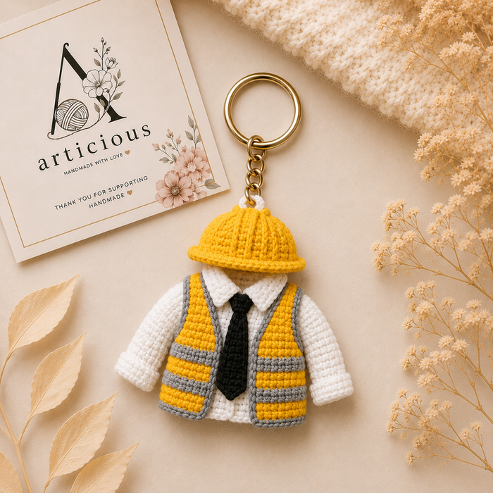 Handmade Crochet Engineer Keychain | Engineer Gift | Professional Bag Charm | Articious