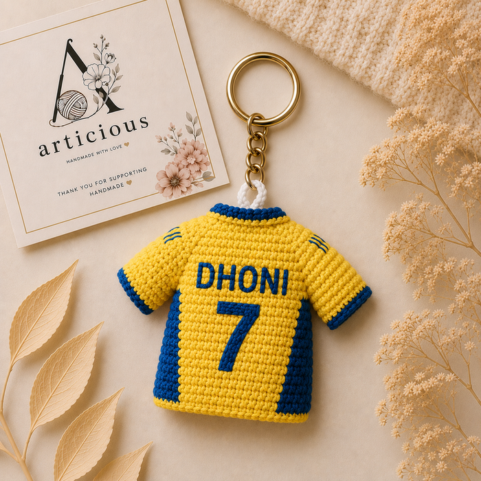 Handmade Crochet Cricket Captain-Inspired Keychain | Cricket Fan Gift | Articious