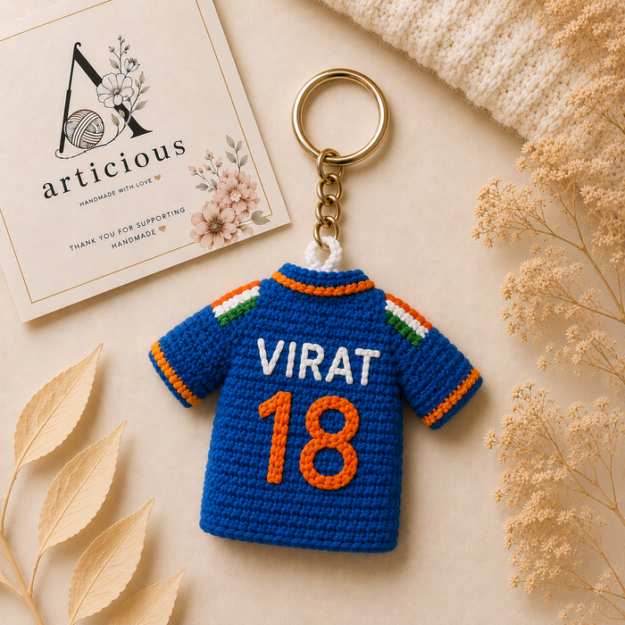 Handmade Crochet Cricket-Inspired Player Keychain | Cricket Fan Gift | Articious
