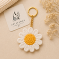 Handmade Crochet Daisy Sunflower Keychain | Cute Floral Keychain | Articious