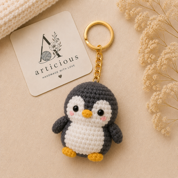 Handmade Crochet Penguin Keychain | Cute Penguin Bag Charm | Articious