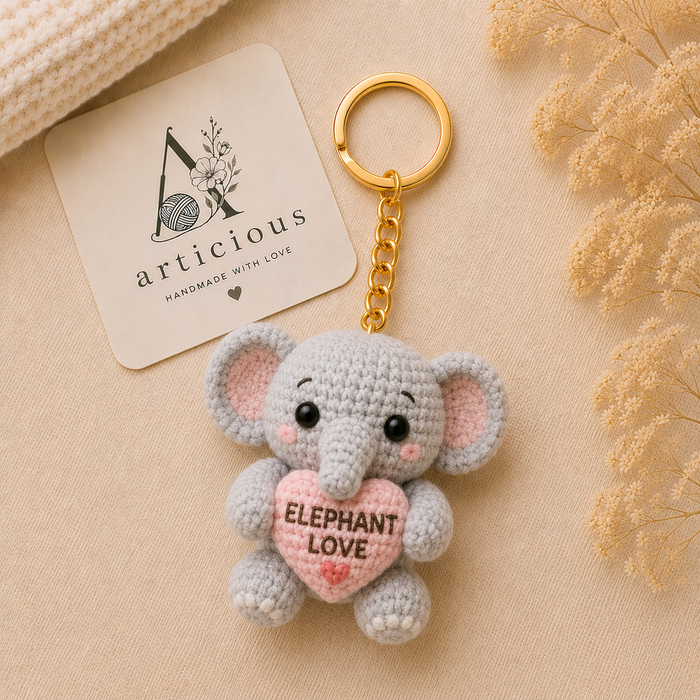 Handmade Crochet Elephant Keychain | Cute Elephant Bag Charm | Articious